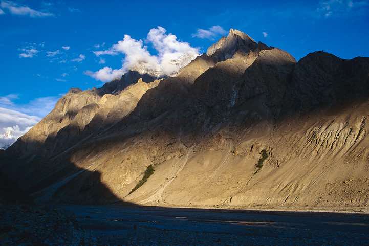 Camp Bardumal, 3250m, at sunset, Karakoram Mountains