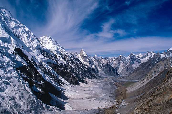 View from the top of the Gondogoro La pass, Karakoram Mountains