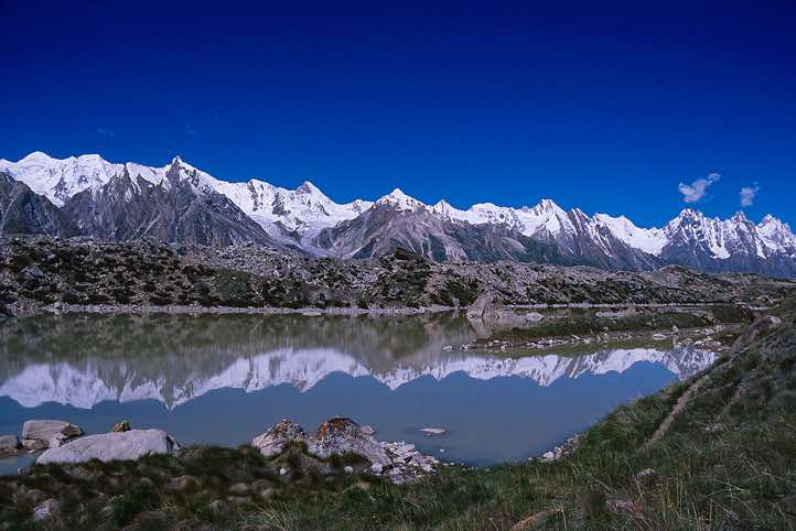 Trail along the Biafo Glacier moraine, Karakoram Mountains