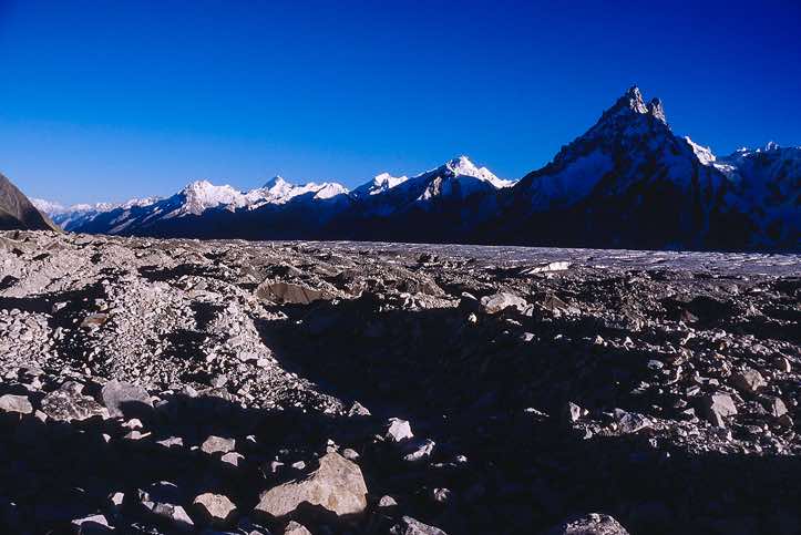 Biafo Glacier, seen from Camp Marphogoro, 4380m, Karakoram Mountains