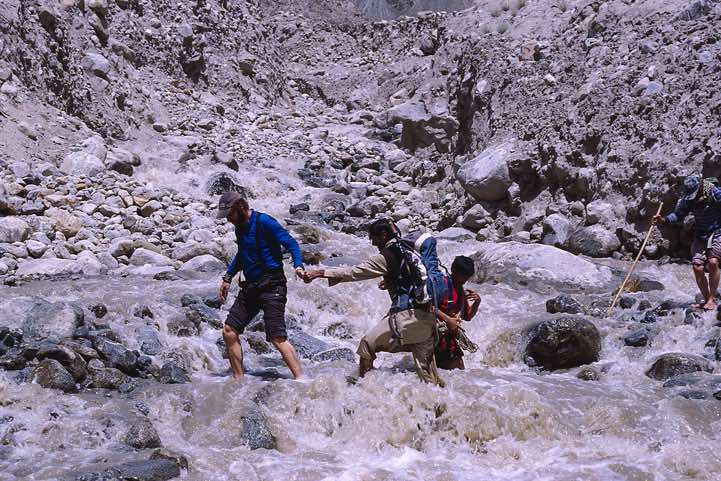 River Crossing with a little help, Karakoram Mountains