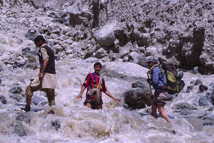 River Crossing with a little help, Karakoram Mountains