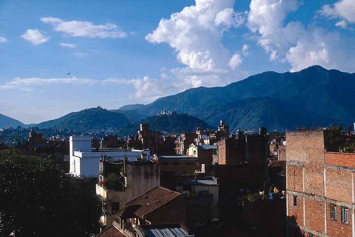 The city of Kathmandu, seen from a rooftop restaurant nearby Durbar Square