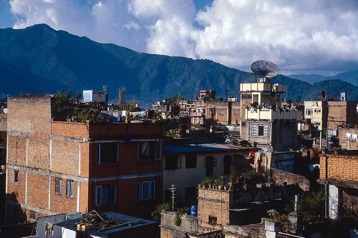 The city of Kathmandu, seen from a rooftop restaurant nearby Durbar Square