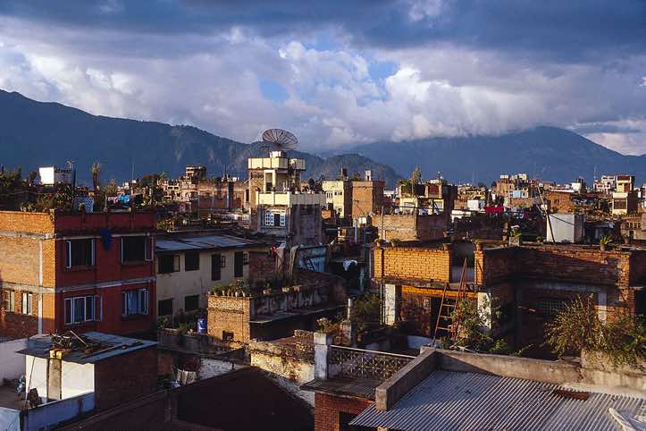 The city of Kathmandu, seen from a rooftop restaurant nearby Durbar Square