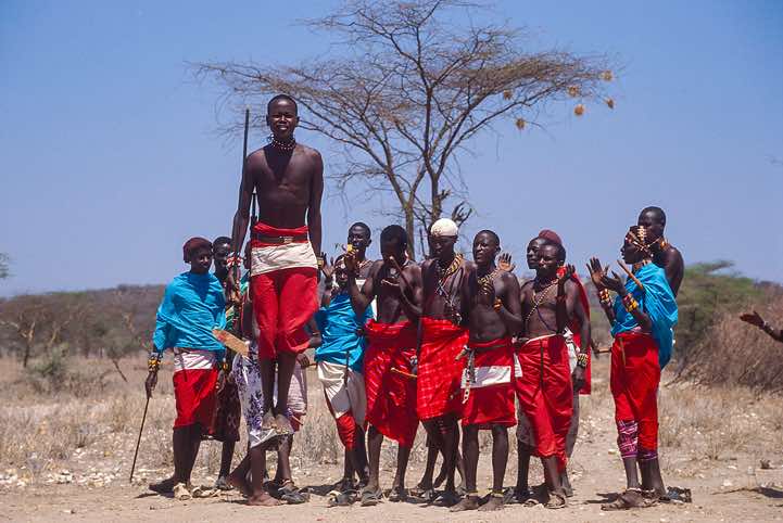 Samburu warriors performing a traditional dance