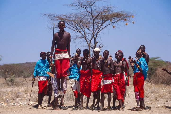 Samburu warriors performing a traditional dance