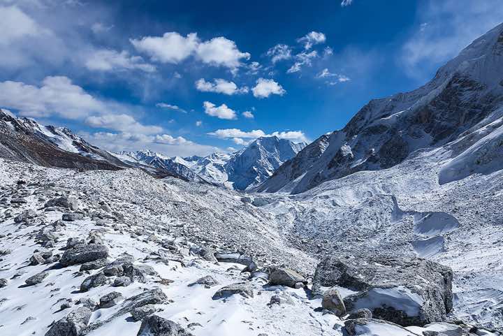View from Larkya La pass, 5100m, to the east