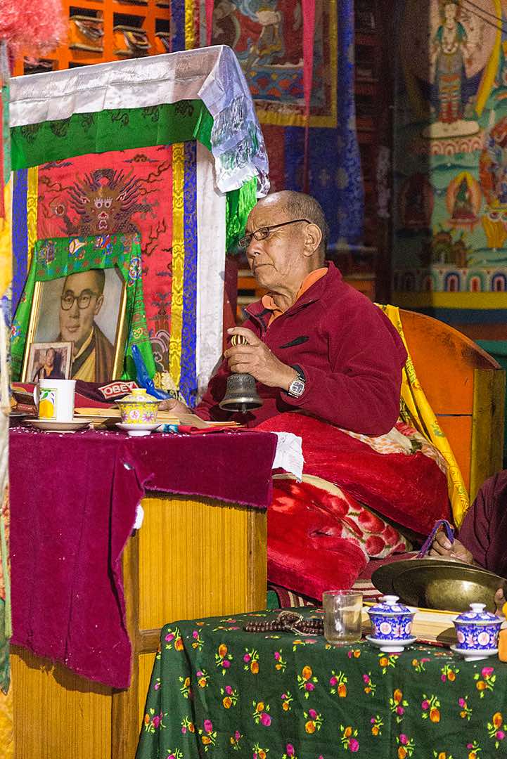 Monk inside Thonje gompa