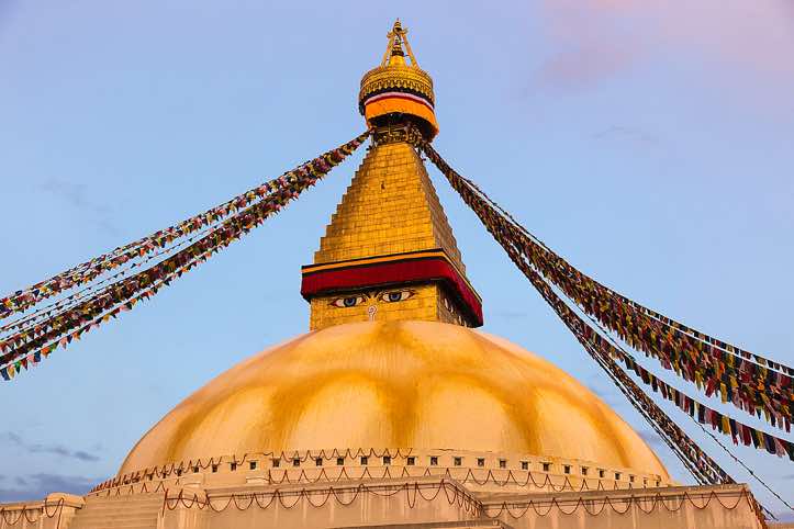 The newly restored Bodhnath stupa
