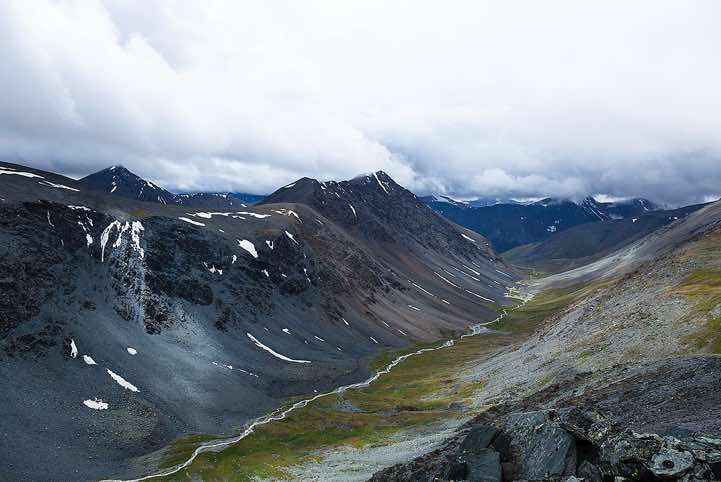 Overlooking valley, Tavan Bogd National Park, Altai Mountains, Western Mongolia