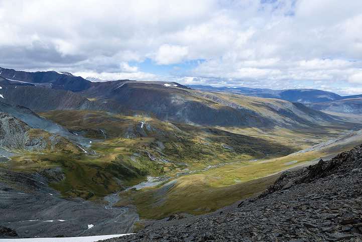 View from near Takhilt Pass, Tavan Bogd National Park, Altai Mountains, Western Mongolia