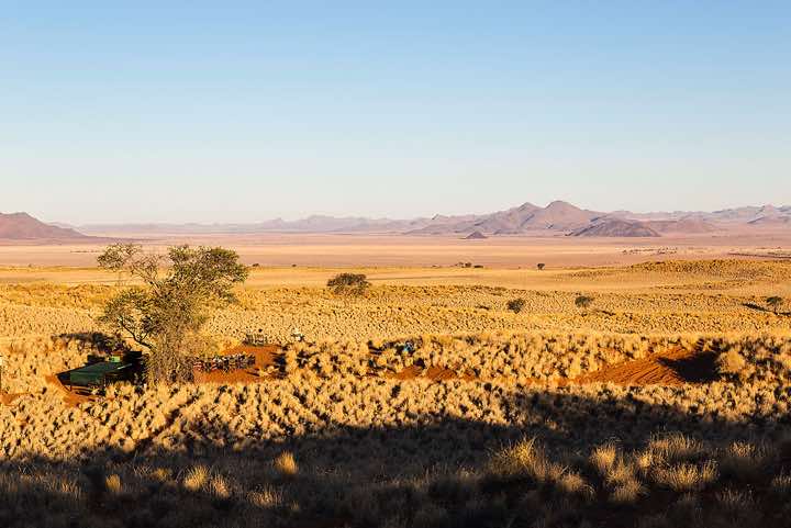 Open air campsite at Schafberg Camp on Tok Tokkie Trail, NamibRand dunes, NamibRand Nature Reserve, Namib Desert