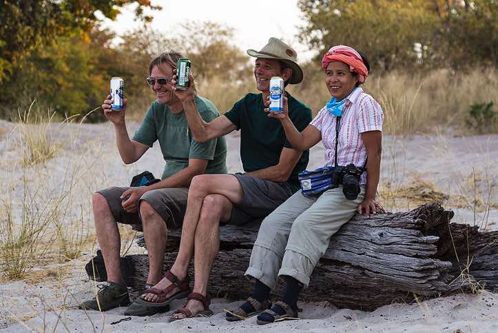 Enjoying a drink at sunset