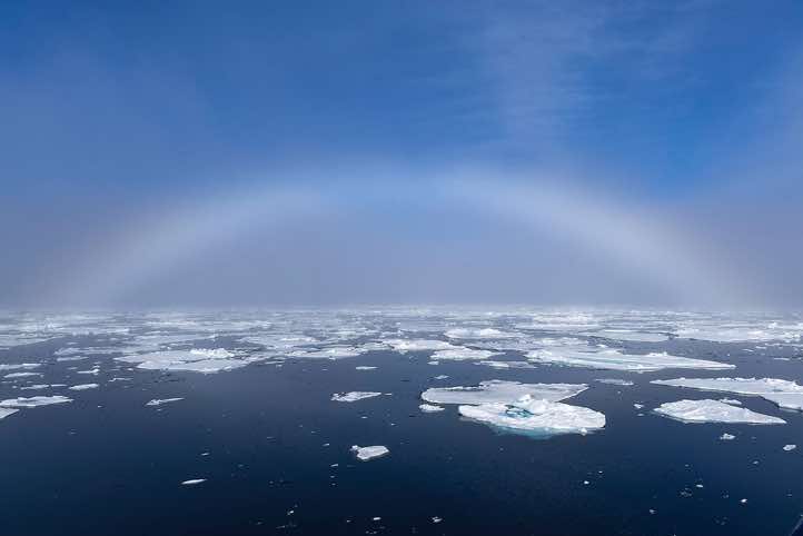 A fog bow, or white rainbow, seen from the expedition vessel Plancius