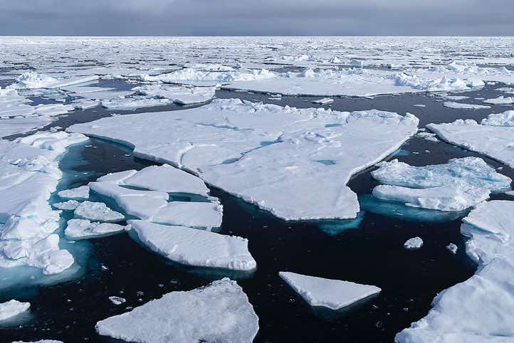 Sea ice stretching to the horizon
