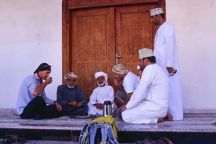 Drinking coffee, Manakhir village, Hajar mountains