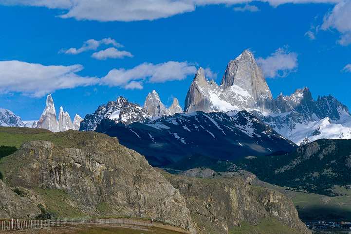 Cerro Torre and Fitz Roy, seen from the road to El Chaltén, Argentina