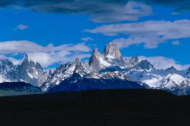 Cerro Torre and Fitz Roy, seen from the road to El Chaltén, Argentina