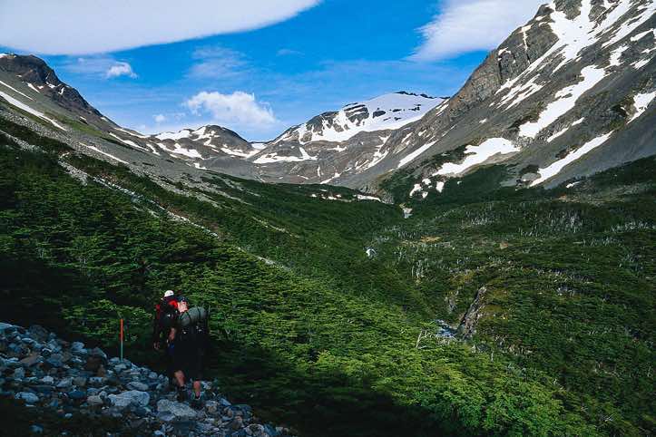 Hiking upvalley towards John Gardner pass, Torres Del Paine National Park, Chile