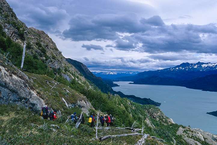 Trekking group, Lago Grey, Torres Del Paine National Park, Chile