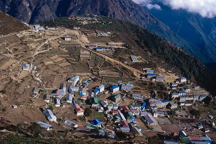 Bird's-eye view of Namche, 3450m, capital of the Khumbu (Everest) region