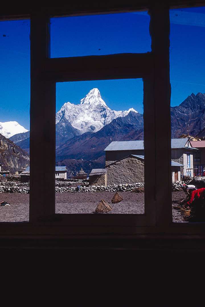 Ama Dablam, 6856m, seen from inside Khumjung bakery