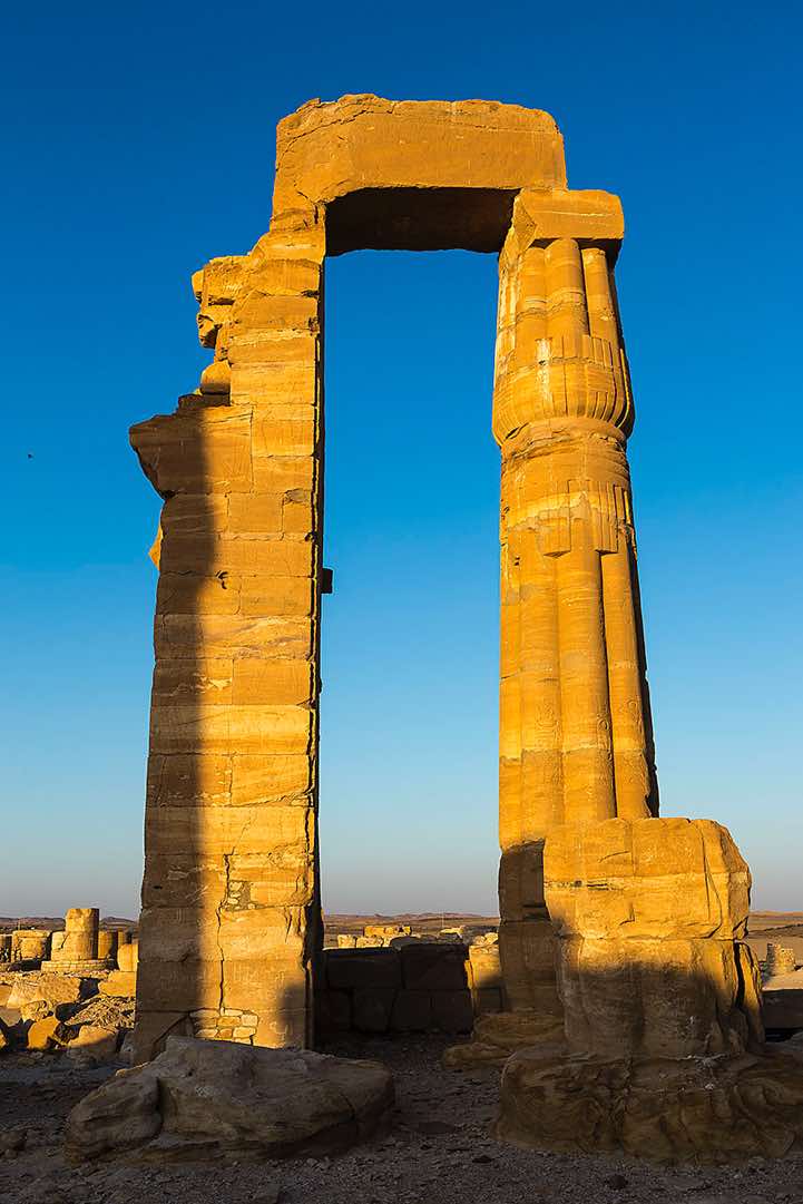 Columns seen at sunset, temple of Soleb, Northern Sudan