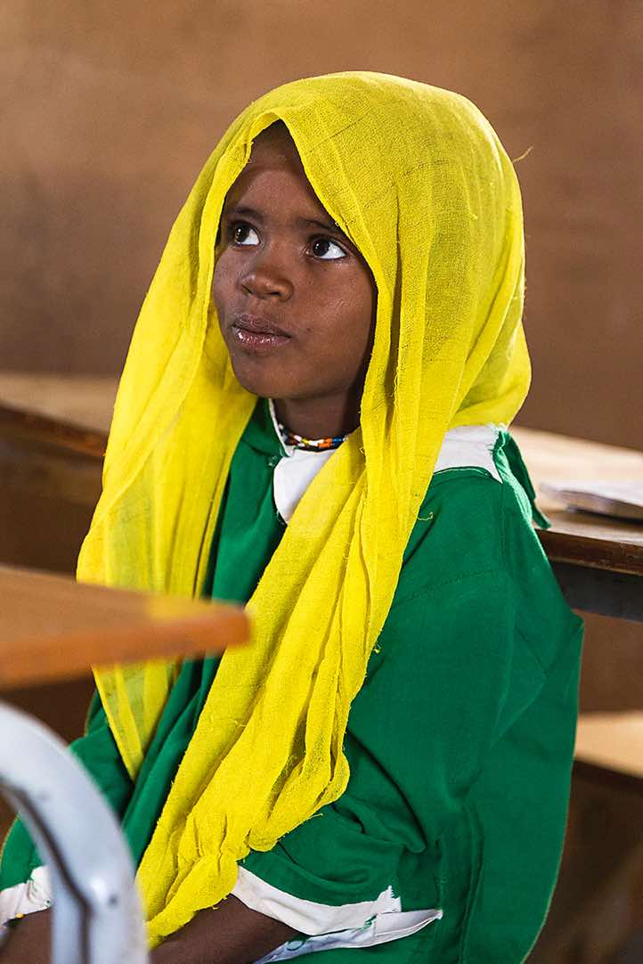 Bisharin nomad girl at school, Bayuda Desert, Northern Sudan