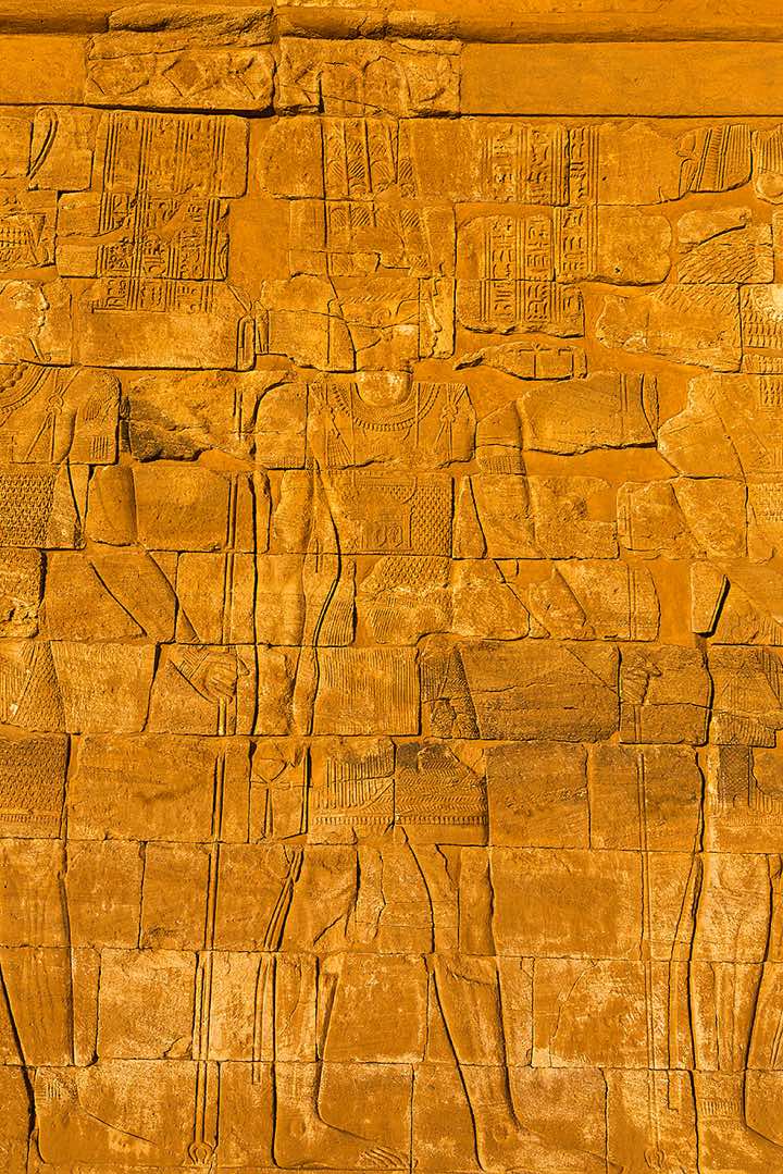 Relief on the outer side walls of the Lion temple, Naqa (Naga), Northern Sudan