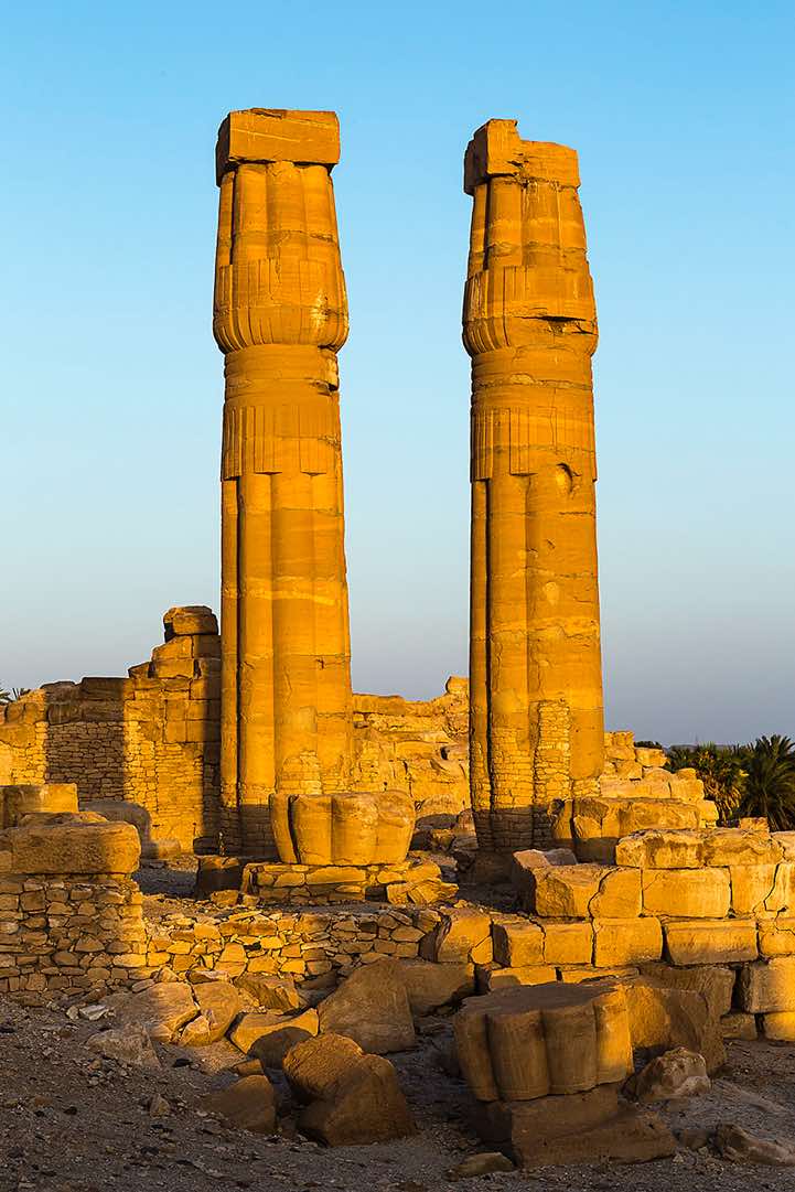 Columns seen at sunset, temple of Soleb, Northern Sudan