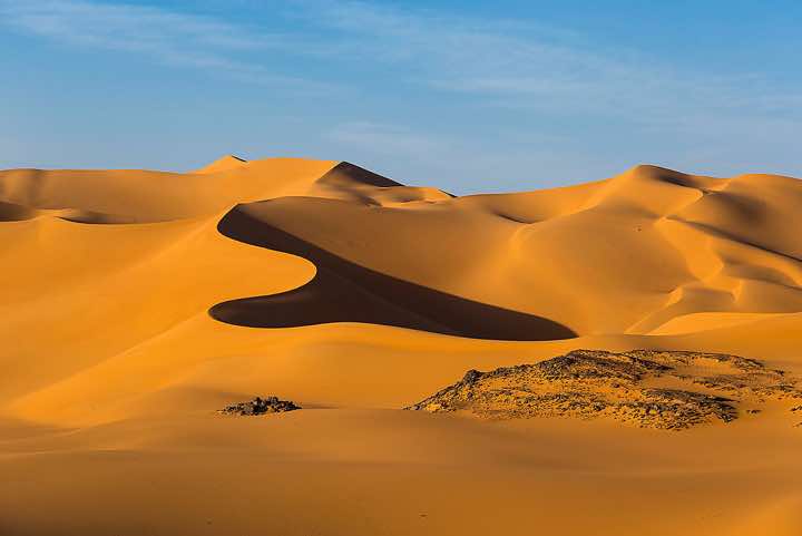Sand dunes, southern Oued In Tehak, Tadrart region, Tassili n ́Ajjer National Park, Sahara, North Africa