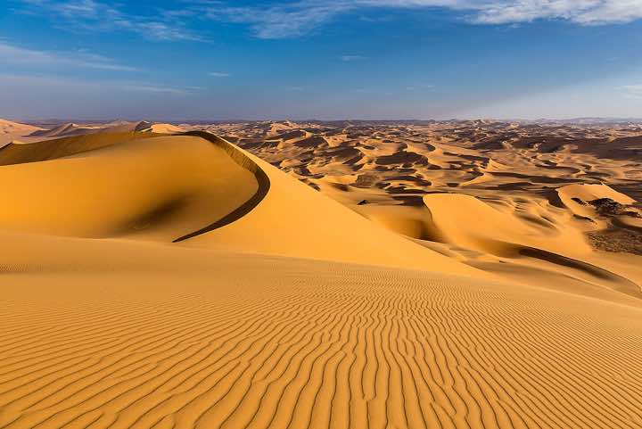 Sand dunes of Oued In Djerane, Tadrart region, Tassili n ́Ajjer National Park, Sahara, North Africa