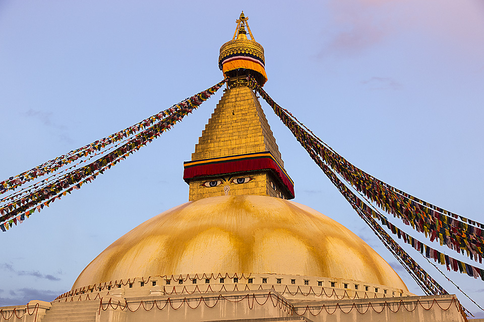 Newly restored Bodhnath stupa in Kathmandu, Nepal