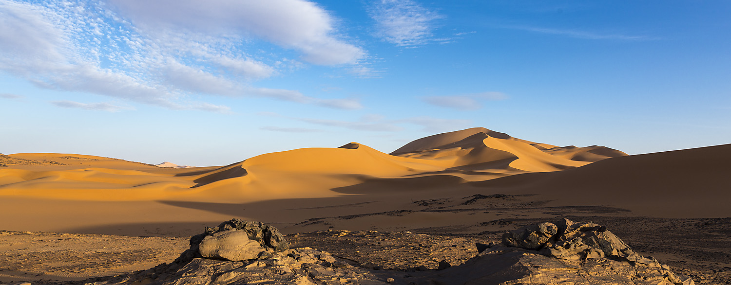 Sand dunes and claypan, southern Oued In Tehak, Tadrart region, Algerian Sahara