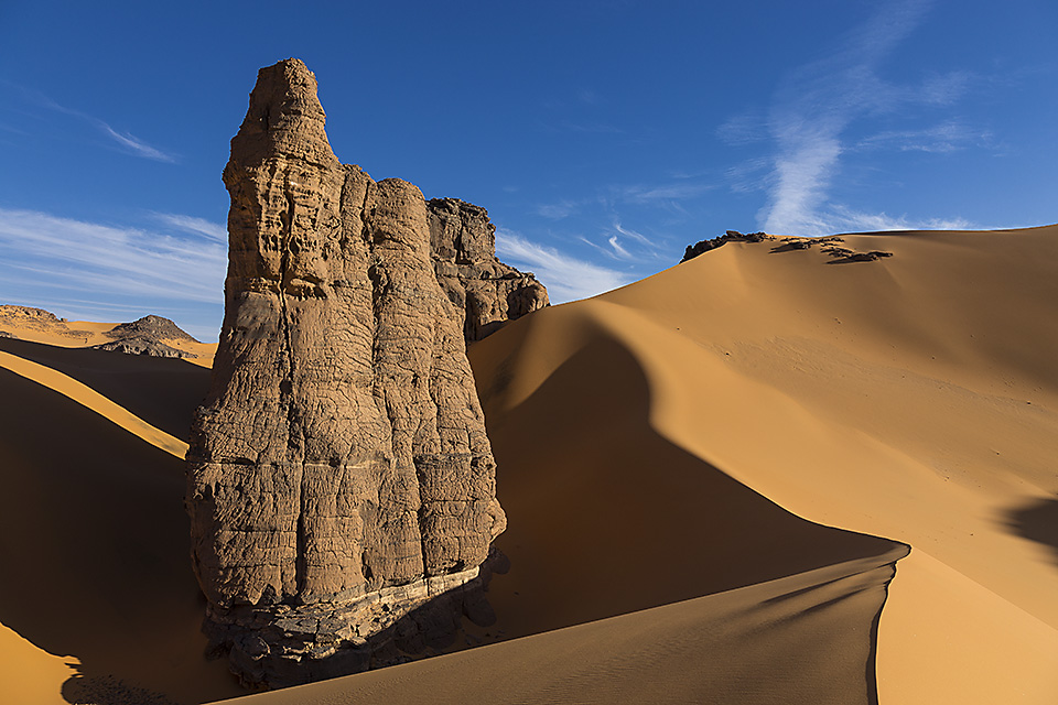 Sand dunes and rocks of Moul Naga, Tadrart region, Algerian Sahara